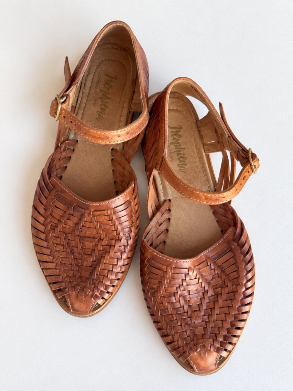 Vintage Mephisto Woven Leather Fisherman Huarache Sandals Cognac – size 9